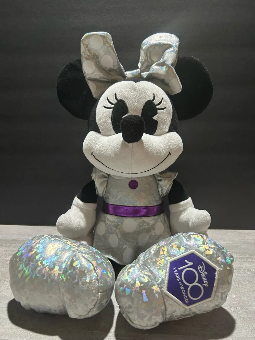 Disney Minnie Mouse Plush in Black, White, Silver & Purple